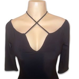 Black knee length 3/4 sleeve dress